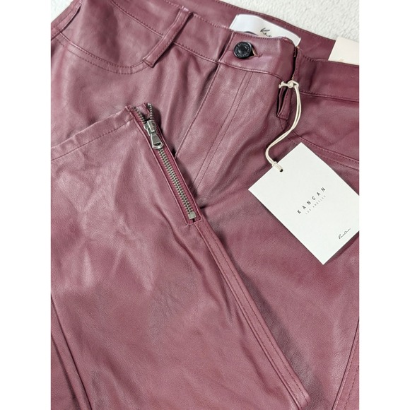KanCan Pants - KanCan High Rise Faux Leather Skinny Pants Burgundy Ankle Zip KC7328MA Size 7/27